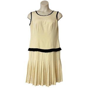SAMY GICHERMAN COUTURE PLEATED BEIGE DRESS XL